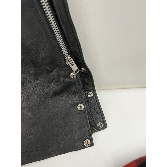 First Manufacturing Co Rally Riding Chaps FMC Black leather Biker Adj waist Med - Picture 9 of 10